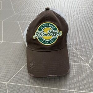 John Deere Retro Patch Baseball Cap Distressed One Size Adjustable Mesh Back